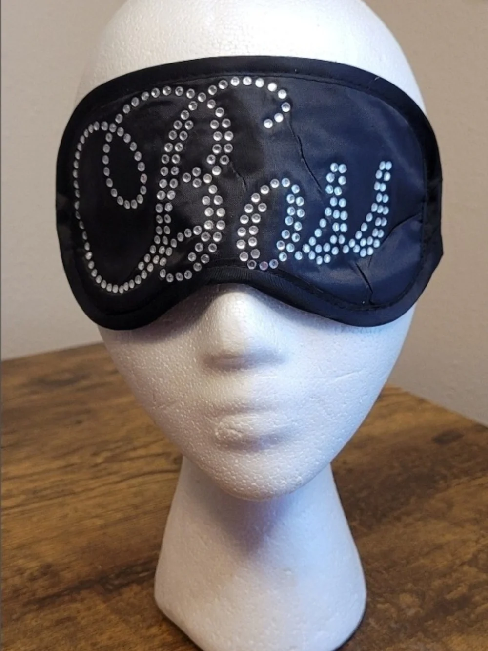 Black Rhinestone 'Boss' Sleep Mask - Women Accessories